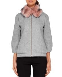 Ted Baker Robley Faux Fur-Collar Bomber Jacket at Bloomingdales